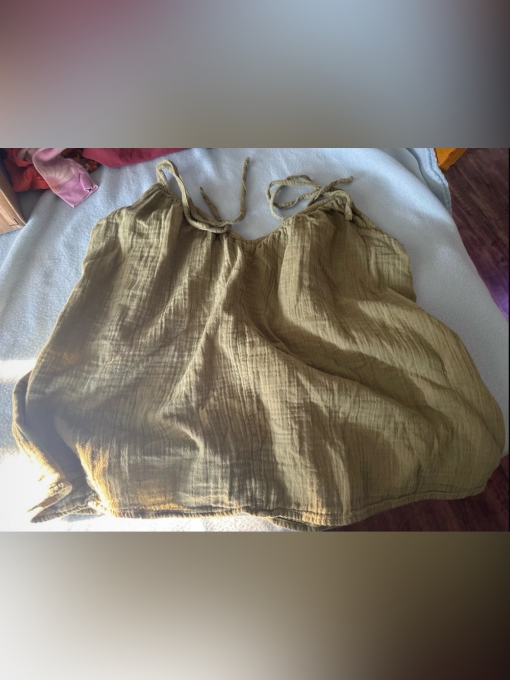 Old Navy Olive Tie-Shoulder Cotton Gauze Camisole